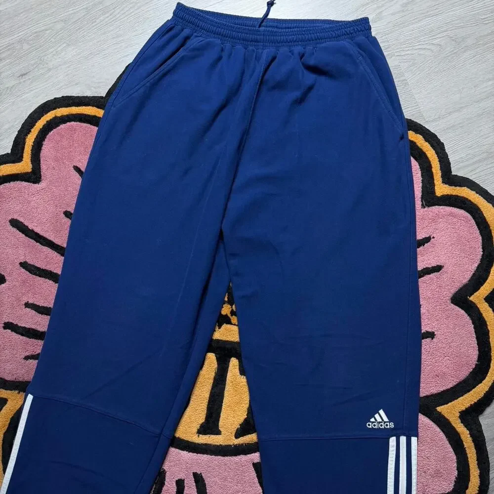 Vintage 90’s Adidas Embroidered Trefoil Logo Track Pants Size Large Navy Blue